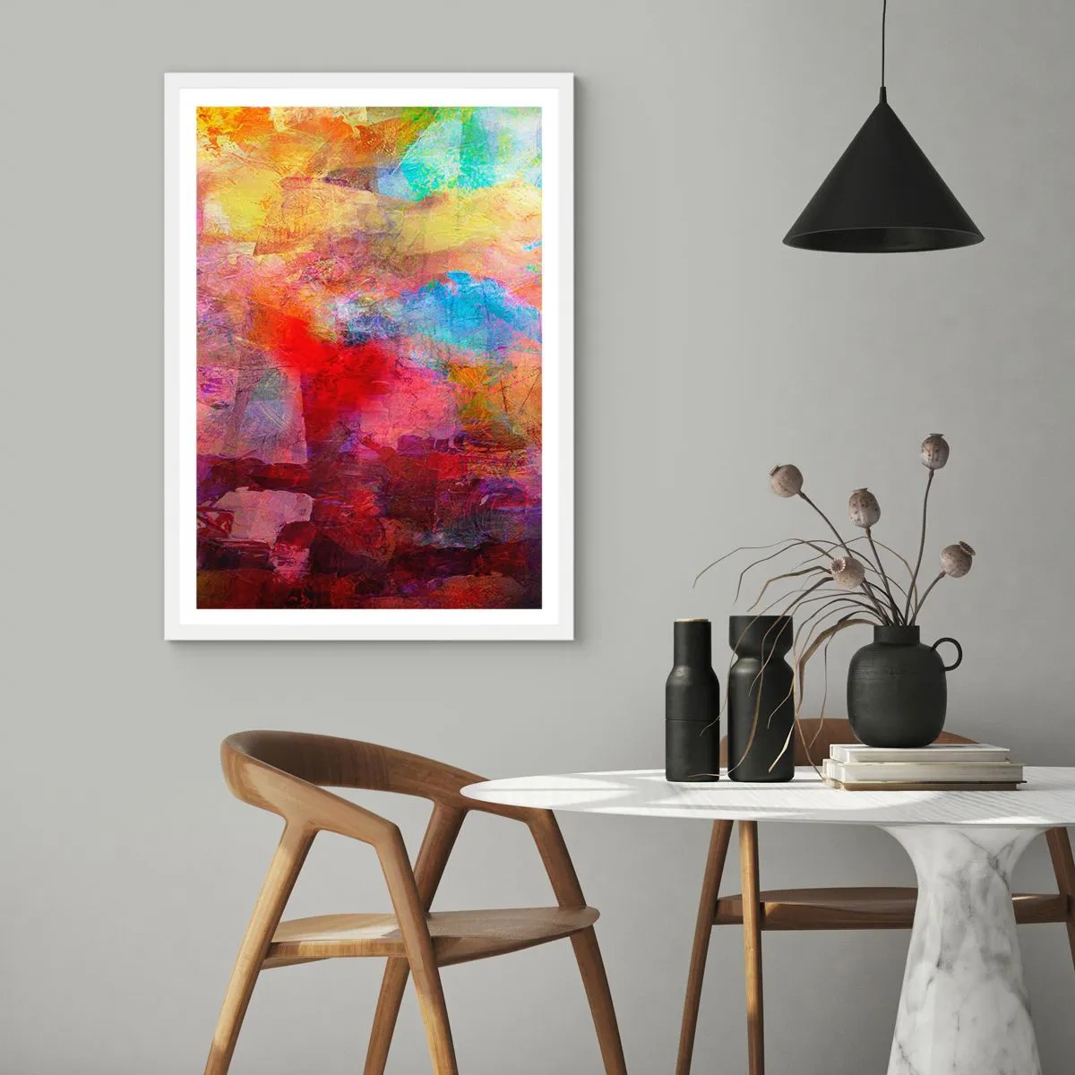 Poster in einem weißen Rahmen - Schau in den Regenbogen - 30x40 cm