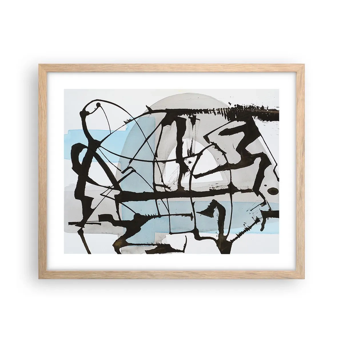 Poster in einem Rahmen aus heller Eiche - Trotzdem blau - 50x40 cm