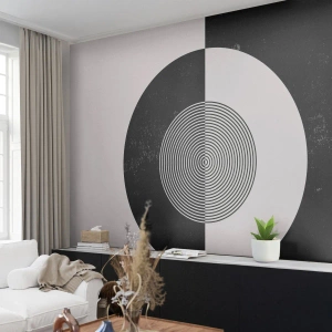 Selbstklebende Fototapete Deluxe Sticker - Harmonie in Schwarz und Weiß - Abstraktion, Stück, Schwarz und weiß - 300x210 cm