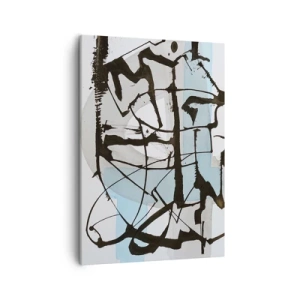 Bild auf Leinwand - Leinwandbild - Abstrakte Linien und Formen in Blau und Schwarz - 50x70cm - Trotzdem blau - Moderne Wanddekoration für Wohnzimmer und Schlafzimmer ARTTOR