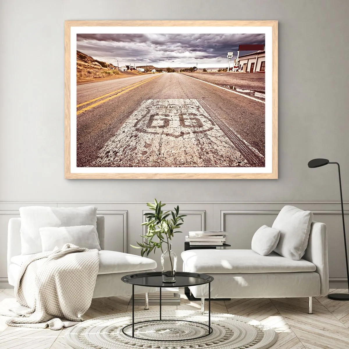 Poster in einem Rahmen aus heller Eiche - Mother Road - eine amerikanische Legende - 50x40 cm