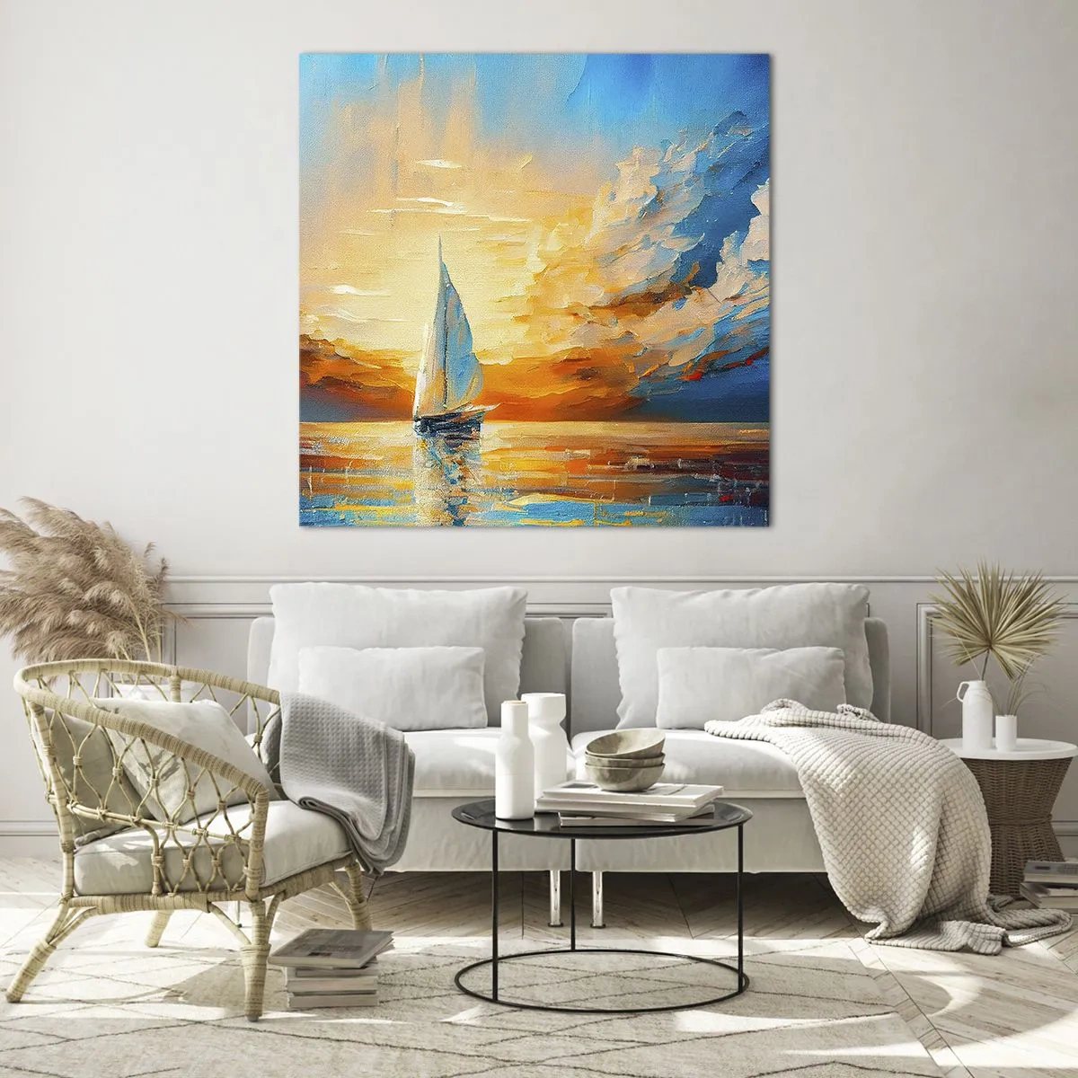 Glasbild - Bild auf glas - In Gold segeln - 40x40 cm