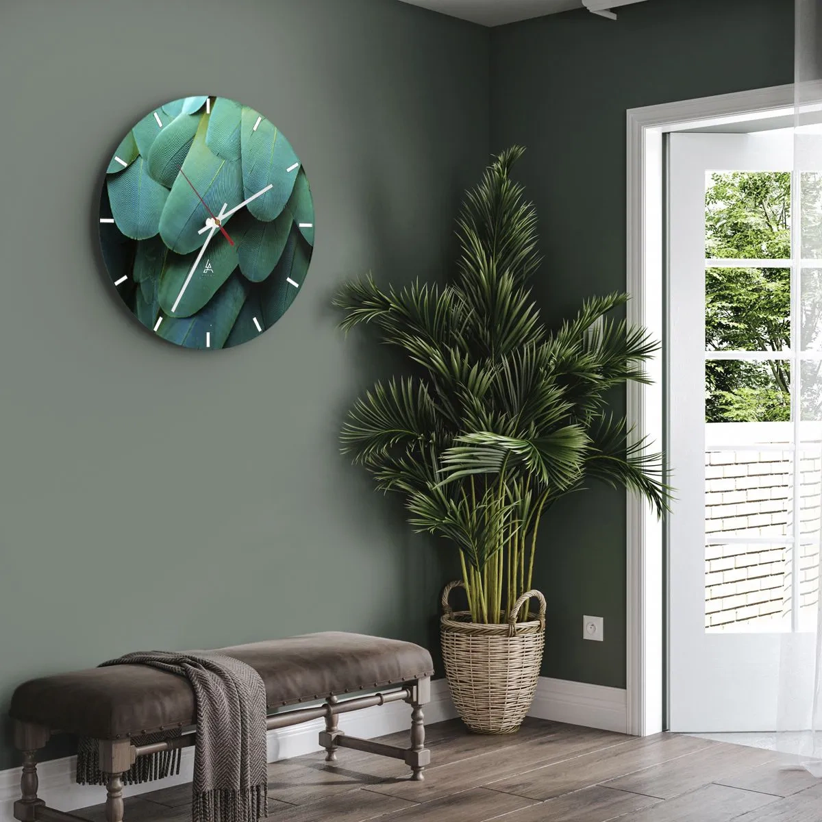Wanduhr - Glasuhr - Papageienartige Präzision - 40x40 cm