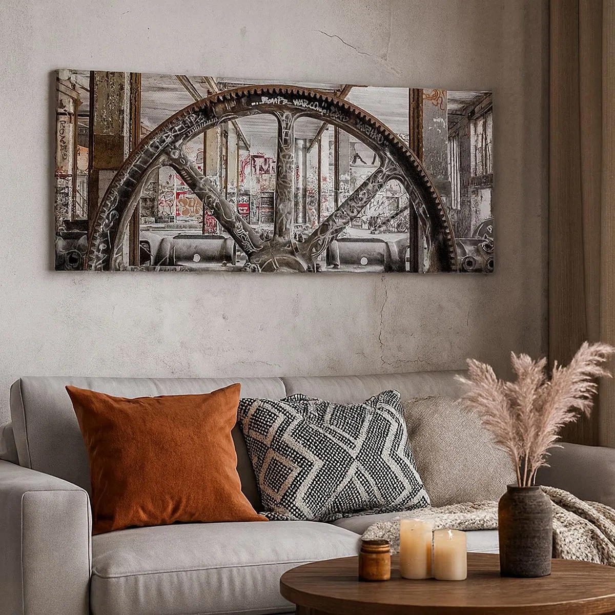 Bild auf Leinwand - Leinwandbild - Das geheime Leben der Fabrik - 100x40 cm