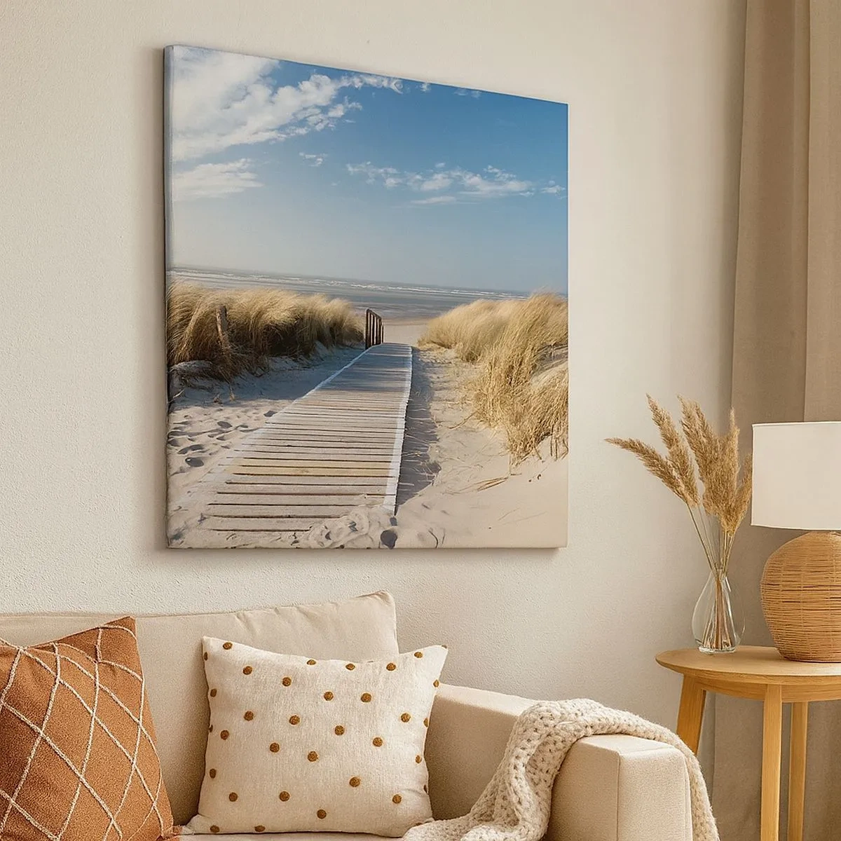 Bild auf Leinwand - Leinwandbild - Hinter der Düne, im Rauschen des Grases - 30x30 cm