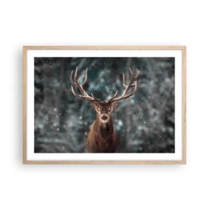Poster in einem Rahmen aus heller Eiche - Gekrönter König des Waldes - 70x50 cm