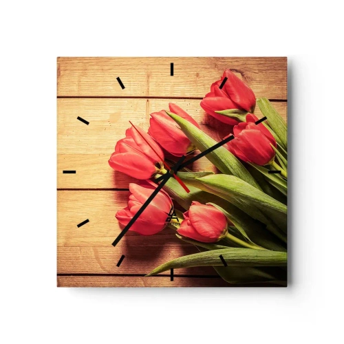 Wanduhr - Glasuhr - Frühlingsgeständnis - 40x40 cm