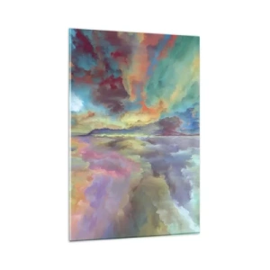 Glasbild - Bild auf glas - Bunte Wolkenlandschaft im abstrakten Stil - 80x120cm - Zwei Himmel - Moderne Wanddekoration für Wohnzimmer und Schlafzimmer ARTTOR