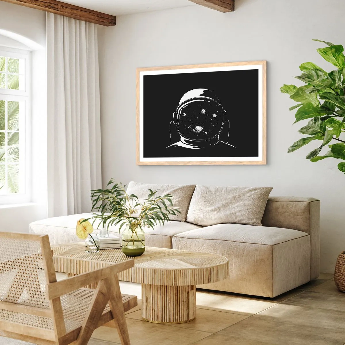 Poster in einem Rahmen aus heller Eiche - Schöne Aussicht - 91x61 cm