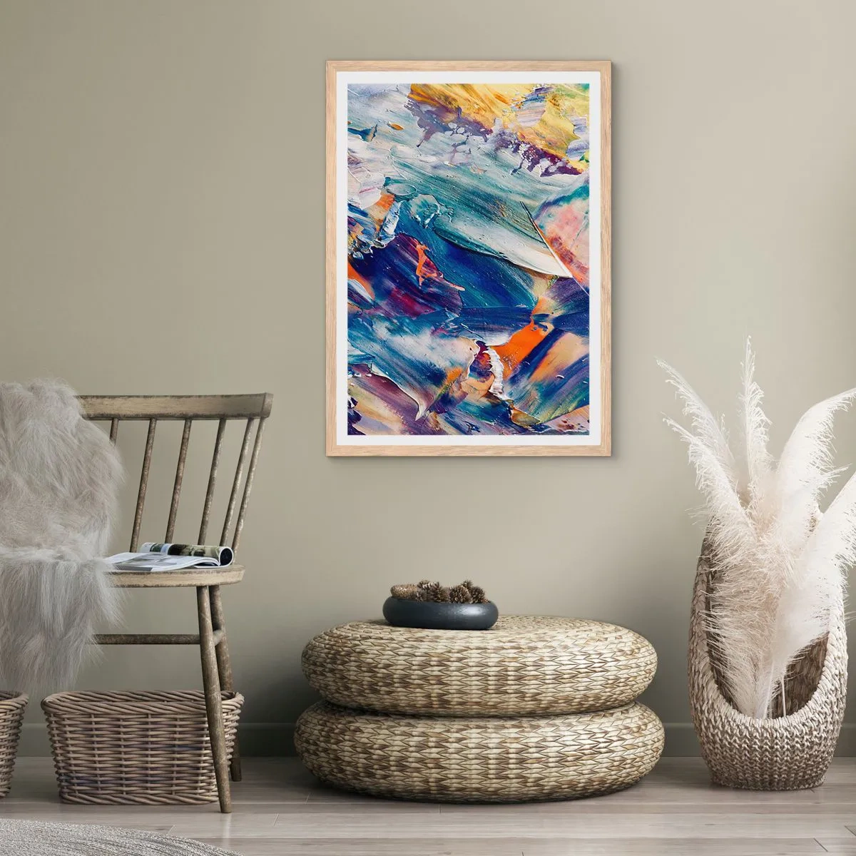 Poster in einem Rahmen aus heller Eiche - Farbverwirrung - 30x40 cm