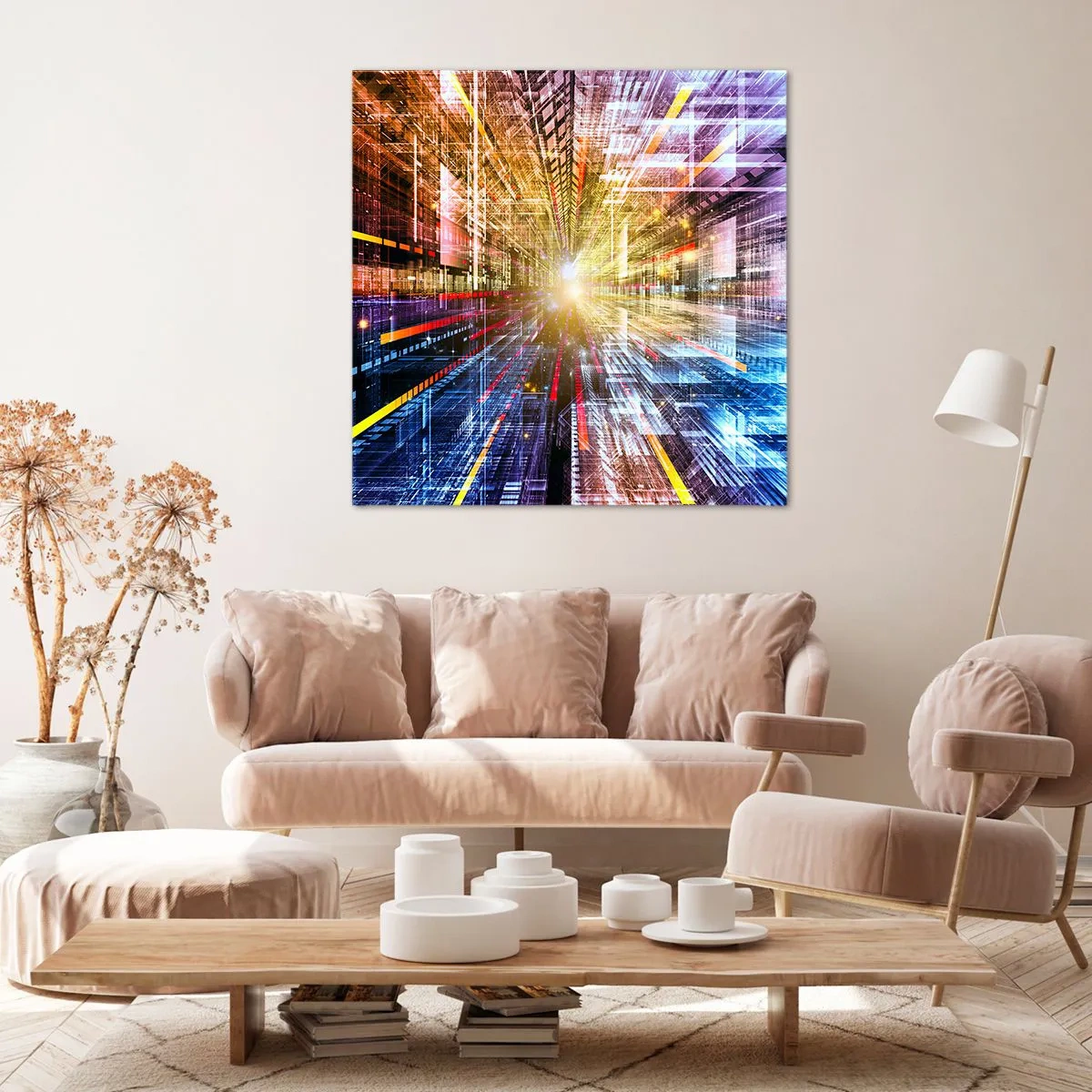 Bild auf Leinwand - Leinwandbild - Leuchtender Korridor - 70x70 cm