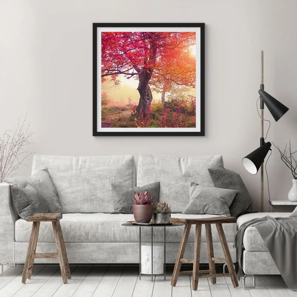 Poster in einem schwarzem Rahmen - Blühende Raserei - 50x50 cm