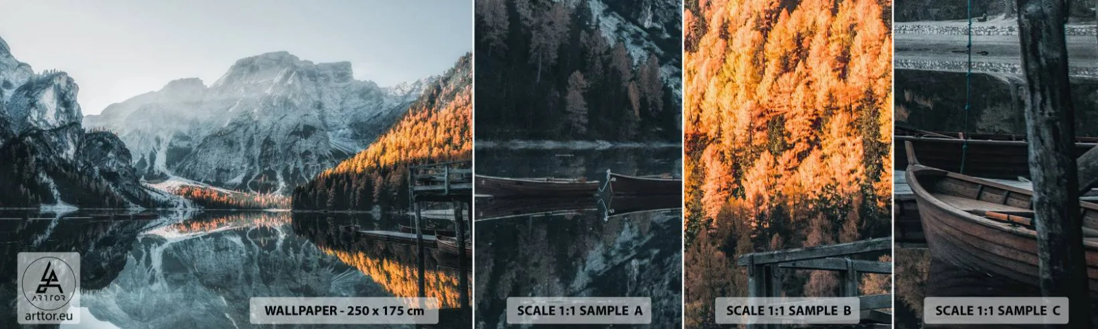 Fototapeten Muster Selbstklebend Deluxe Sticker - Spiegellandschaft - Landschaft, Berge, See - 100x30 cm