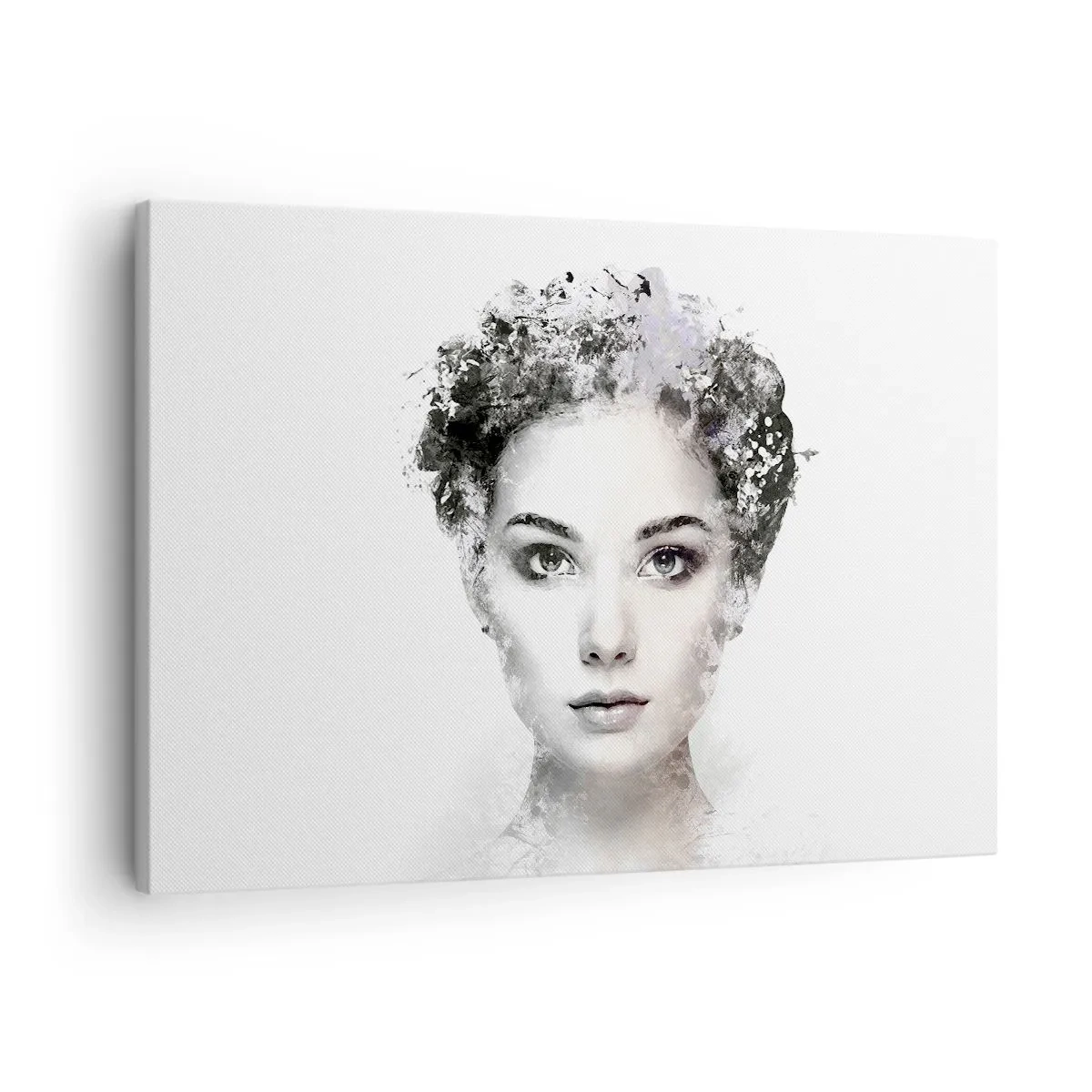 Bild auf Leinwand - Leinwandbild - Ein künstlerisches Frauenporträt mit zarten abstrakten Akzenten. - 70x50cm - Ein äußerst stilvolles Portrait - Moderne Wanddekoration für Wohnzimmer und Schlafzimmer ARTTOR