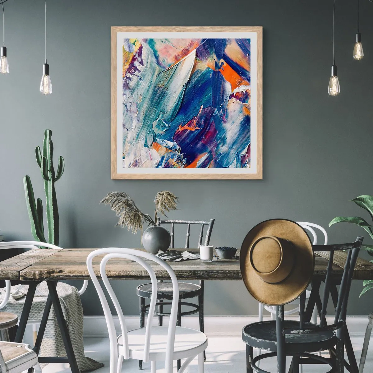 Poster in einem Rahmen aus heller Eiche - Farbverwirrung - 30x30 cm