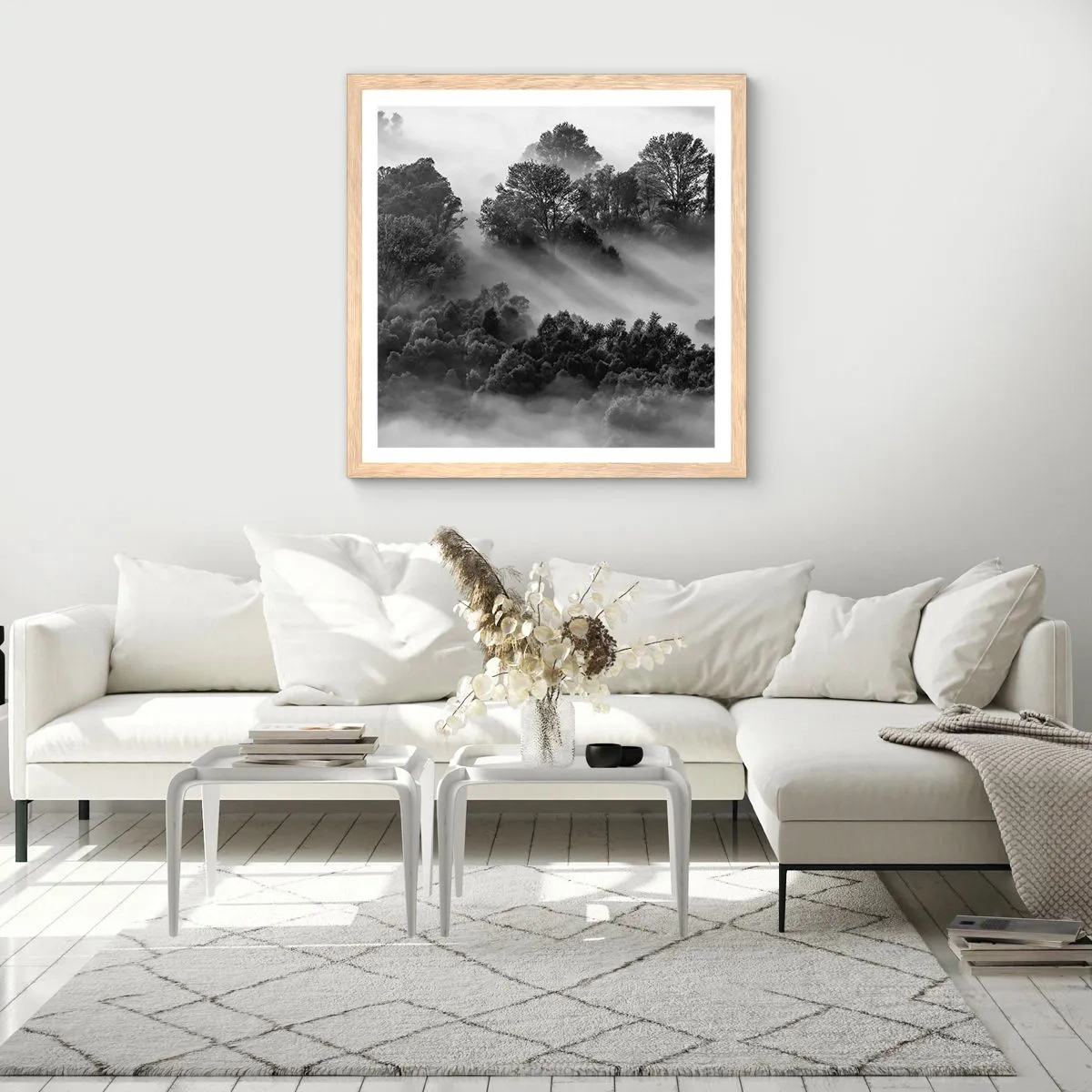 Poster in einem Rahmen aus heller Eiche - Aufstehend aus dem Schlaf - 40x40 cm