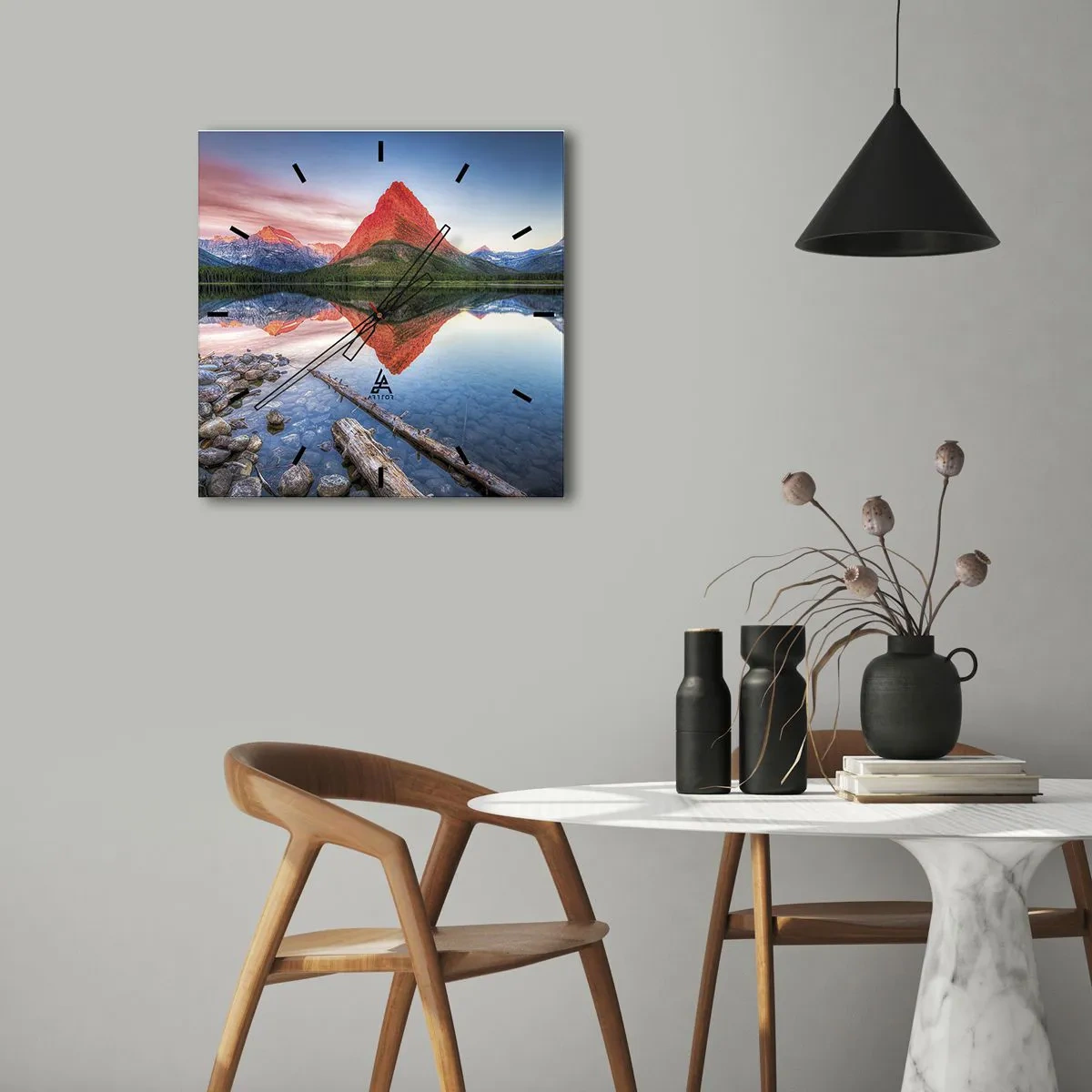 Wanduhr - Glasuhr - Hitze und Kälte - 40x40 cm