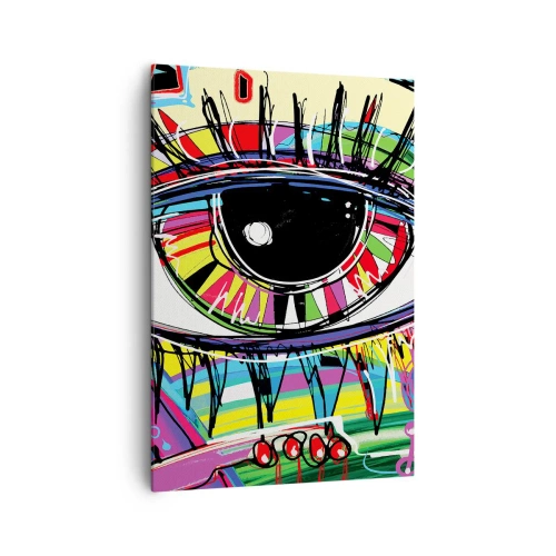 Bild auf Leinwand - Leinwandbild - Buntes abstraktes Graffiti-Auge - 70x100cm - Buntes Auge - bunte Seele - Moderne Wanddekoration für Wohnzimmer und Schlafzimmer ARTTOR