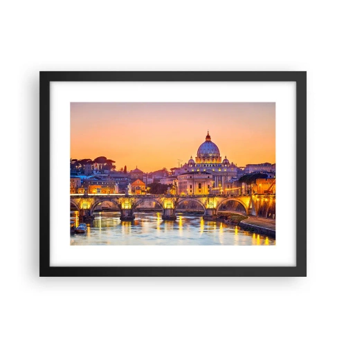 Poster in einem schwarzem Rahmen - Sonnenuntergang über der ewigen Stadt - 40x30 cm