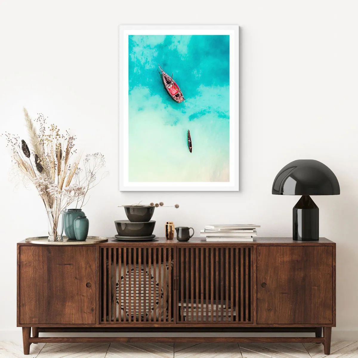 Poster in einem weißen Rahmen - Denn an den Stränden von Sansibar, wenn der Wasserüberschuss ... - 40x50 cm