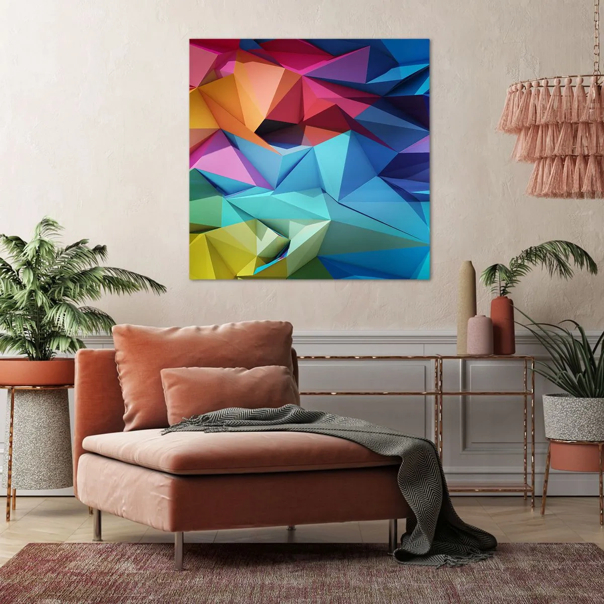Bild auf Leinwand - Leinwandbild - Regenbogen-Origami - 30x30 cm