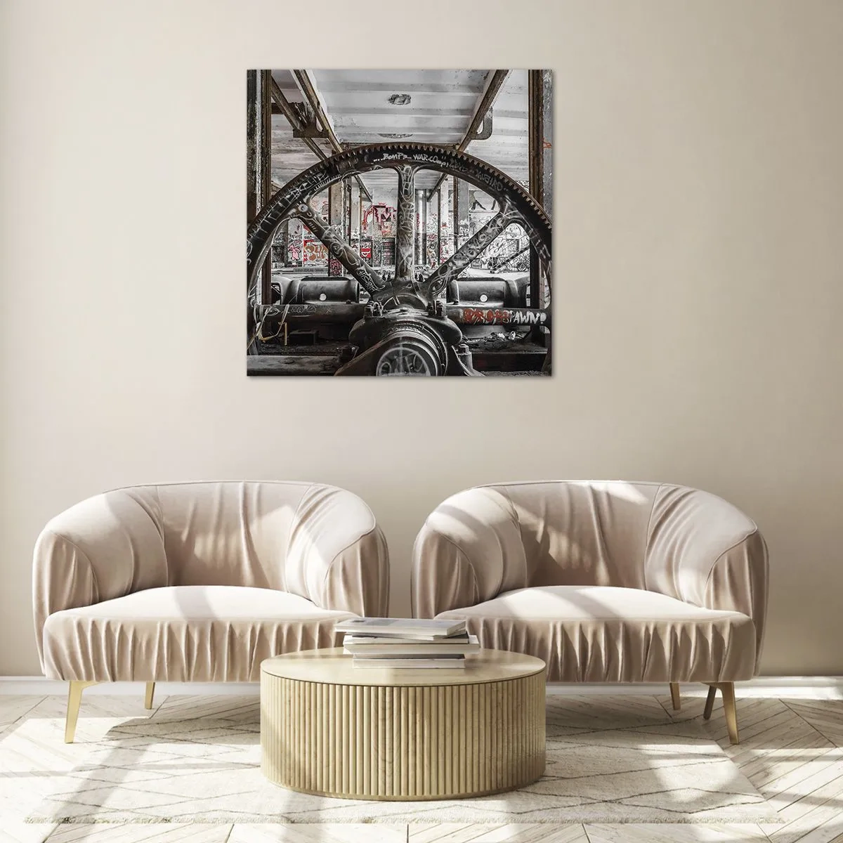 Glasbild - Bild auf glas - Das geheime Leben der Fabrik - 60x60 cm