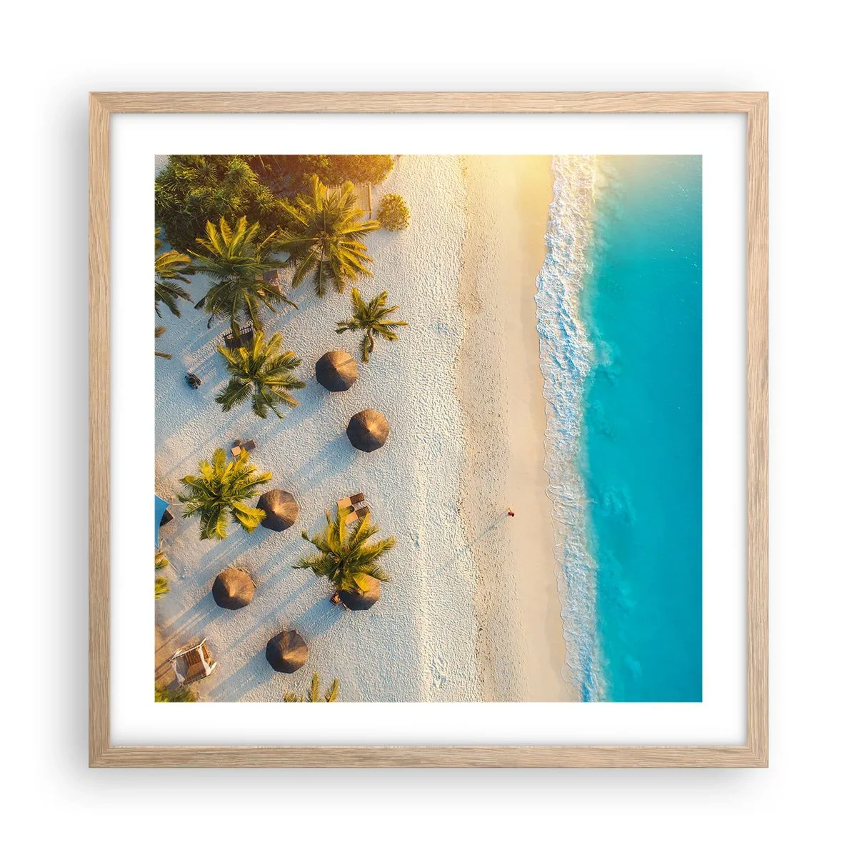 Poster in einem Rahmen aus heller Eiche - Willkommen im Paradies - 50x50 cm