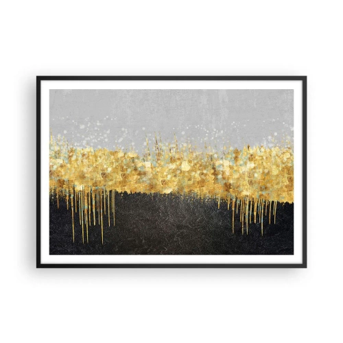 Poster in einem schwarzem Rahmen - Abstrakte Komposition in Gold- und Schwarztönen - 100x70cm - Nach innen und nach oben - Moderne Wanddekoration für Wohnzimmer und Schlafzimmer ARTTOR