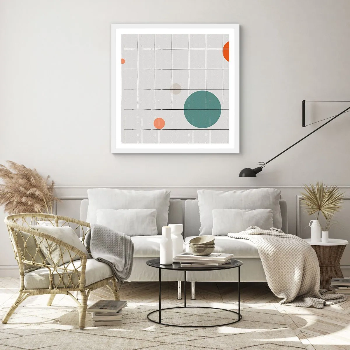 Poster in einem weißen Rahmen - Gefangen. Wir oder sie? - 50x50 cm