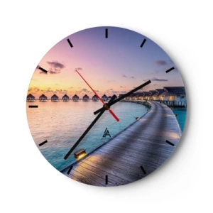 Wanduhr - Glasuhr - Urlaub - zurück zu den Quellen - 40x40 cm