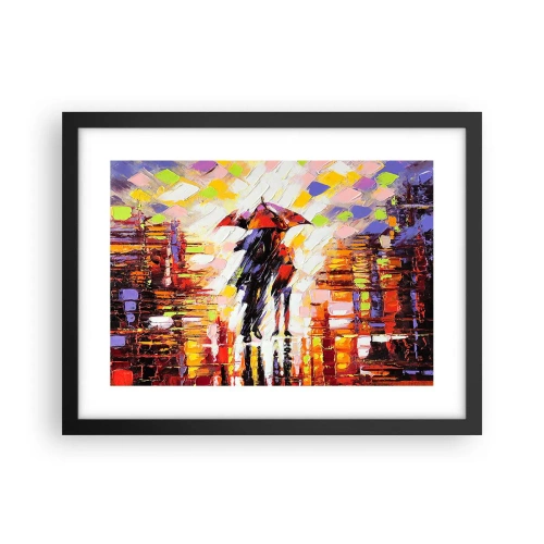 Poster in einem schwarzem Rahmen - Gemeinsam durch die Nacht und den Regen - 40x30 cm
