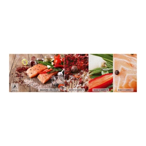 Fototapeten Muster Premium Canvas - Norwegisches Abenteuer in der Küche - Gastronomie, Lachs, Gewürze - 100x30 cm