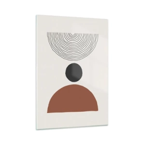 Glasbild - Bild auf glas - Abstrakte geometrische Formen auf hellem Hintergrund - 50x70cm - Das Zentrum der Aufmerksamkeit - Moderne Wanddekoration für Wohnzimmer und Schlafzimmer ARTTOR