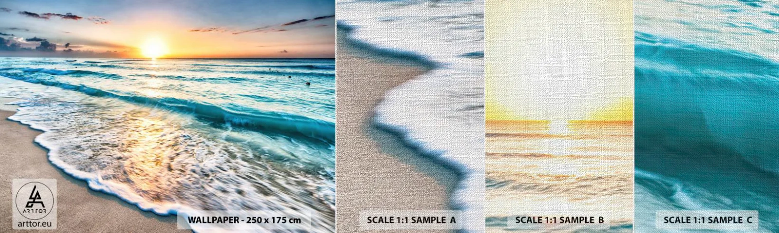 Fototapeten Muster Premium Canvas - Ein Blick lohnt sich - Landschaft, Strand, Sonnenuntergang - 100x30 cm