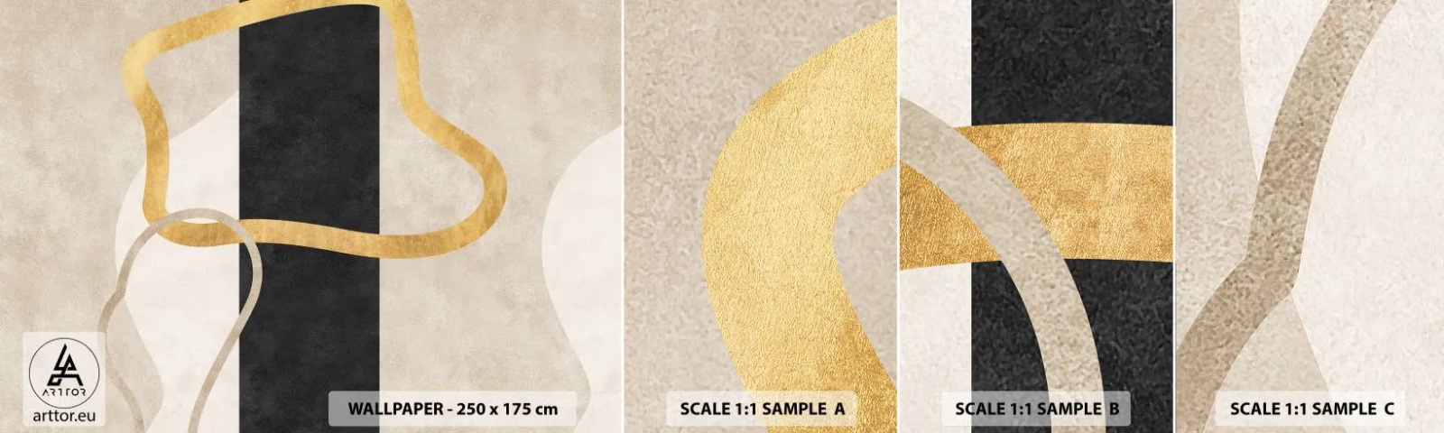 Fototapetenmuster Standard Eco - Schleifenformen - Art Deco, Minimalismus, Abstraktionismus - 100x30 cm