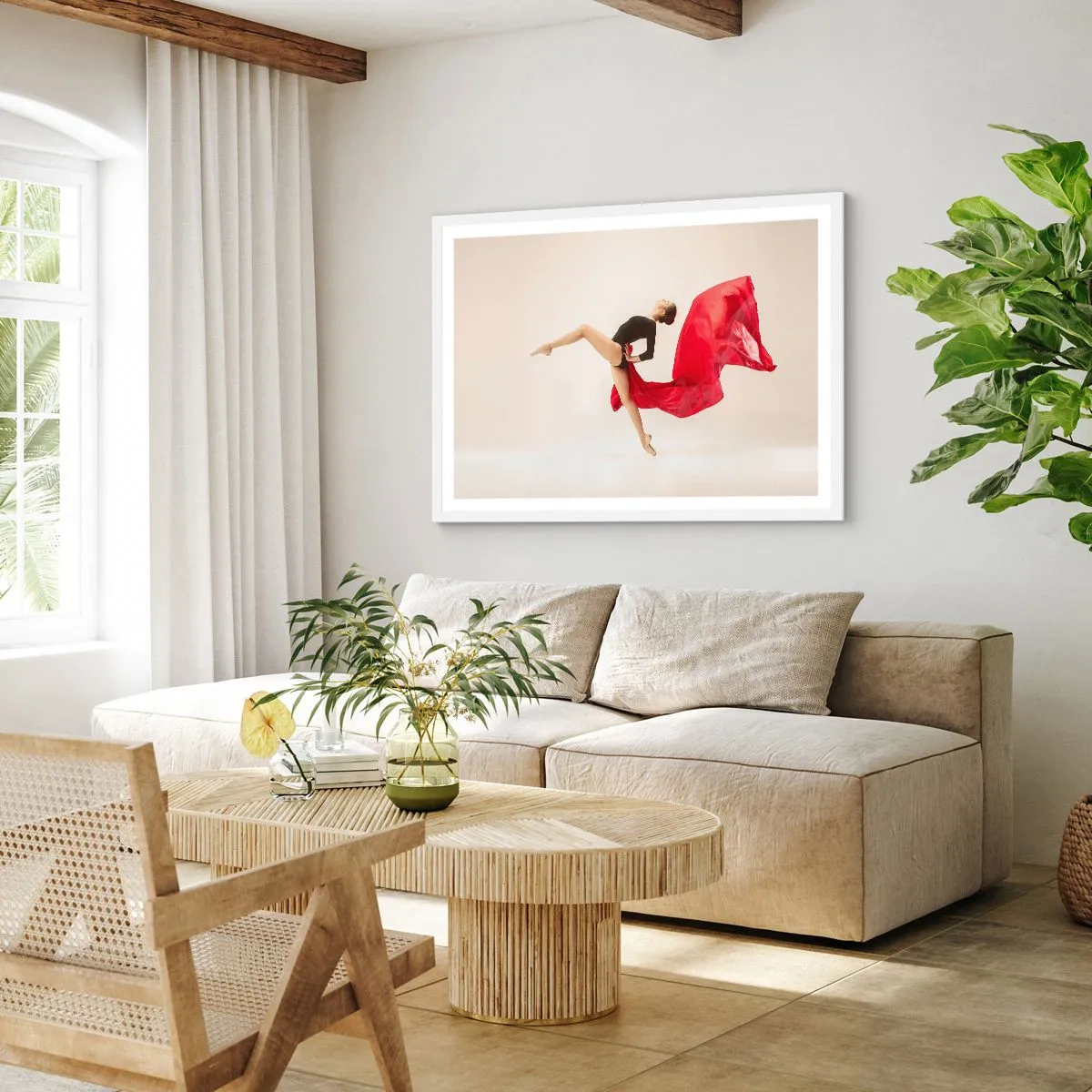 Poster in einem weißen Rahmen - Rot und Schwarz - 91x61 cm