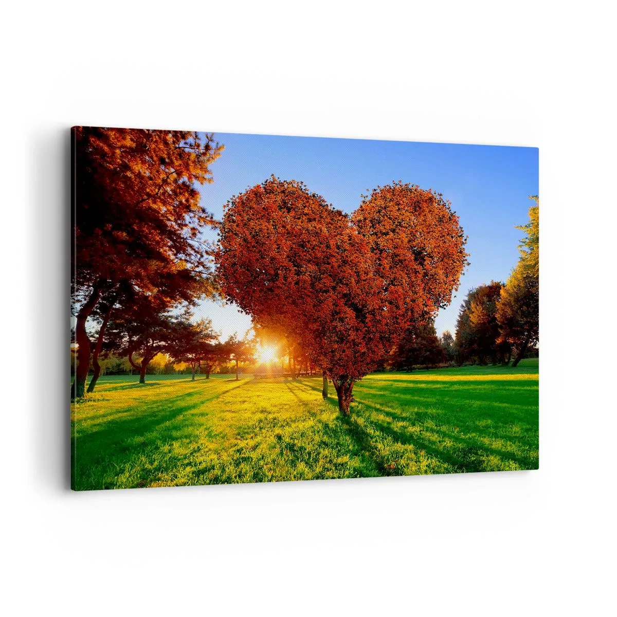 Bild auf Leinwand - Leinwandbild - Ein herzförmiger Baum in einer Herbstlandschaft - 100x70cm - Und wie man den Herbst nicht liebt - Moderne Wanddekoration für Wohnzimmer und Schlafzimmer ARTTOR