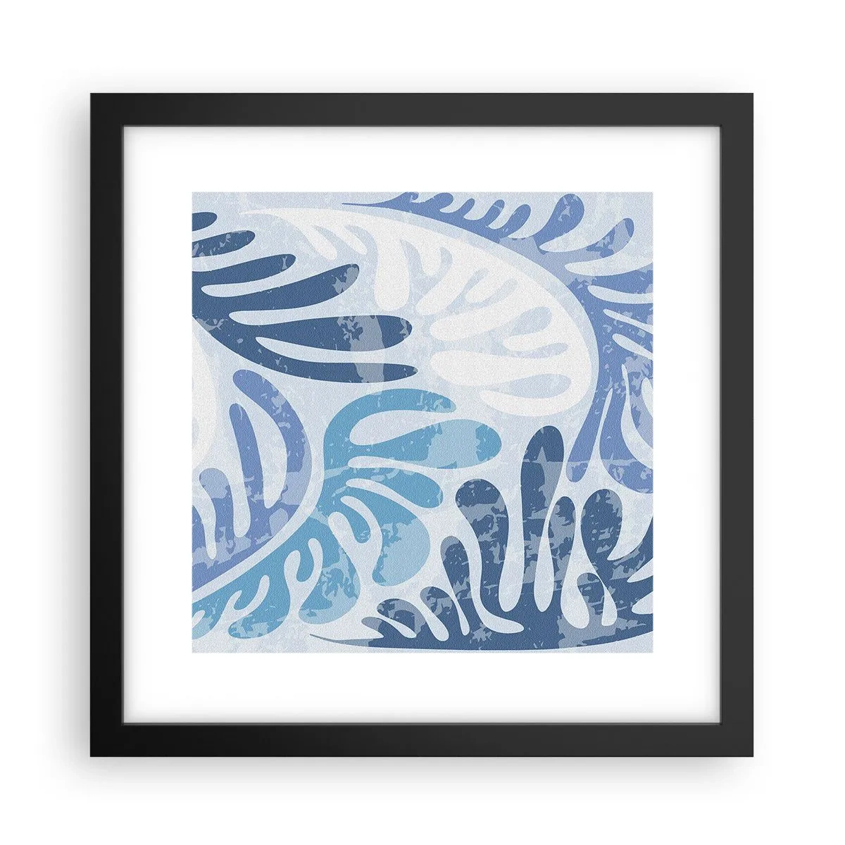 Poster in einem schwarzem Rahmen - Blaue Farne - 30x30 cm