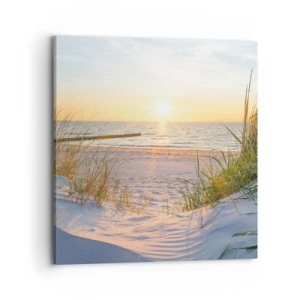Bild auf Leinwand - Leinwandbild - Das Rauschen des Meeres, der Gesang der Vögel, ein wilder Strand im Gras ... - 70x70 cm