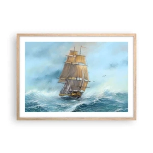 Poster in einem Rahmen aus heller Eiche - Über die Wellen gleiten - 70x50 cm