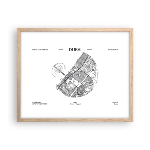 Poster in einem Rahmen aus heller Eiche - Anatomie von Dubai - 50x40 cm