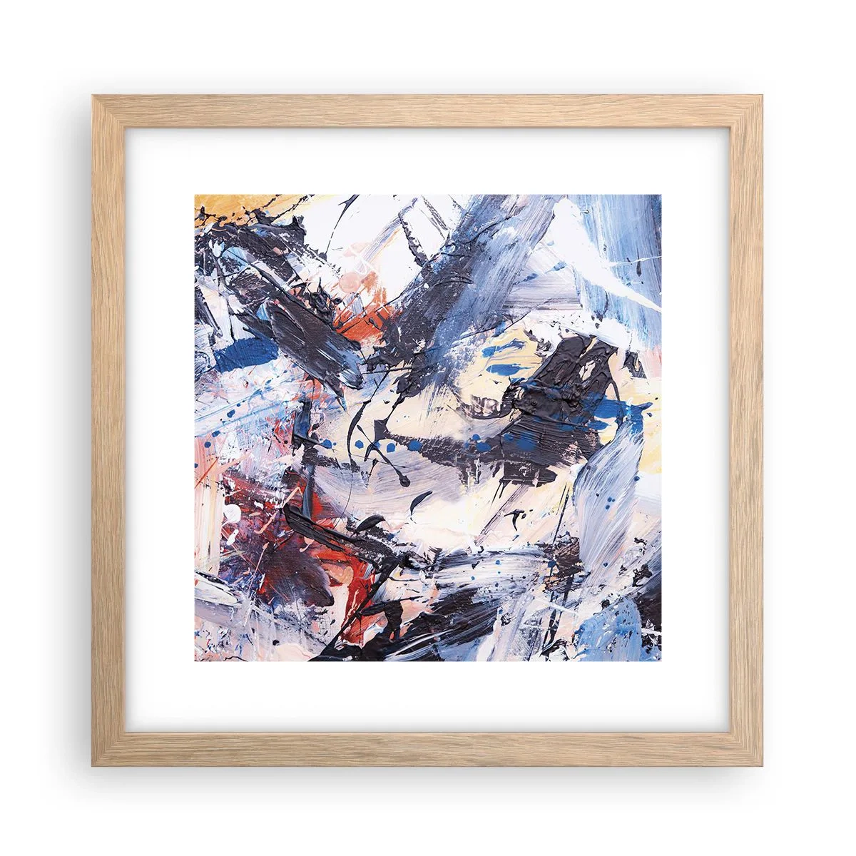 Poster in einem Rahmen aus heller Eiche - Verrückter Tanz der Abstraktion - 30x30 cm