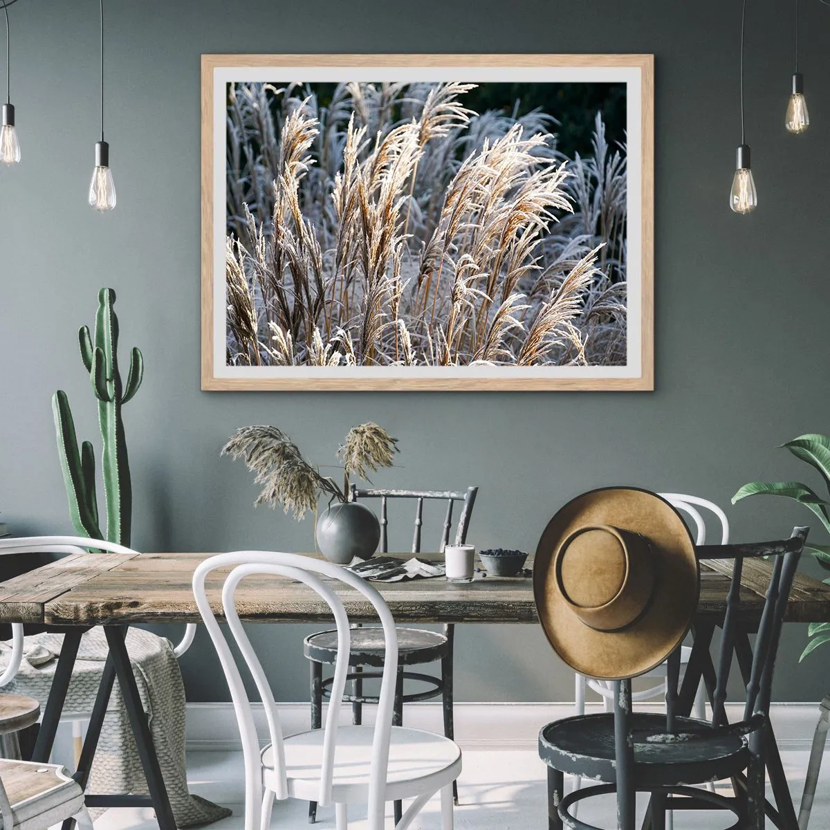 Poster in einem Rahmen aus heller Eiche - Gekleidet mit Frost - 70x50 cm