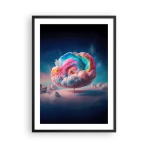 Poster in einem schwarzem Rahmen - Eine bunte, abstrakte Wolke wirbelt im Weltraum - 50x70cm - Traum von einem Vergnügungspark - Moderne Wanddekoration für Wohnzimmer und Schlafzimmer ARTTOR
