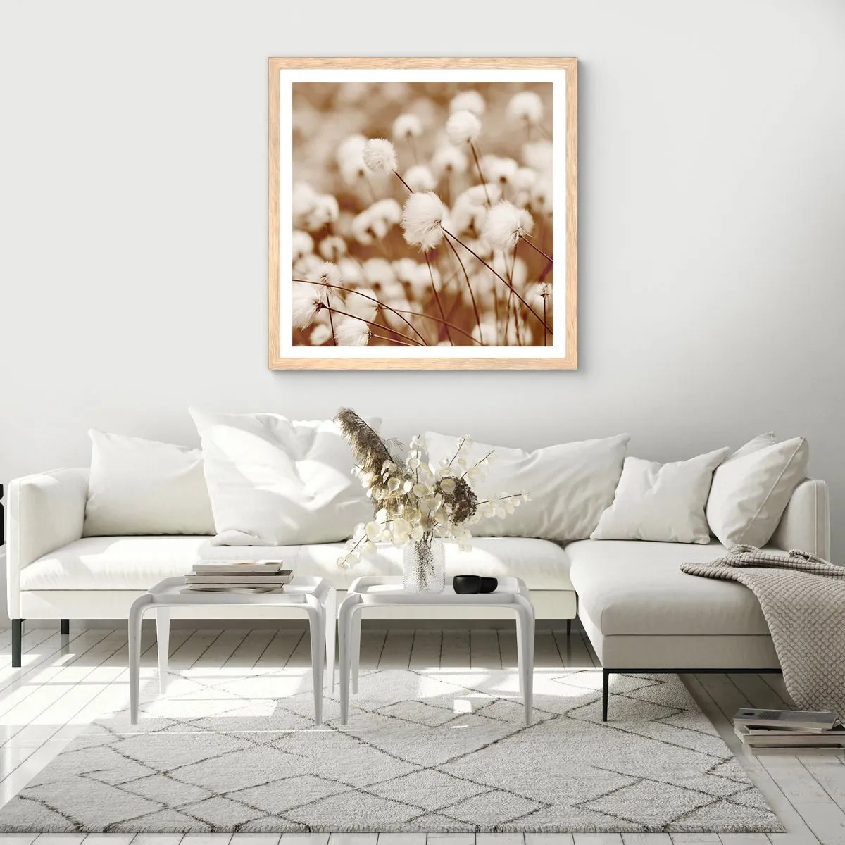 Poster in einem Rahmen aus heller Eiche - Flauschiges Kornfeld - 30x30 cm