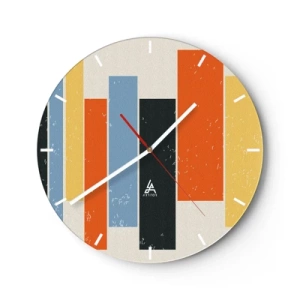 Wanduhr - Glasuhr - Vertikale Retro-Streifen in warmen Farben - 30x30cm - Musiknotation - Moderne Wanddekoration für Wohnzimmer, Küche und Schlafzimmer ARTTOR