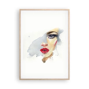 Poster in einem Rahmen aus heller Eiche - Abspiegeln in einem Wassertropfen - 70x100 cm