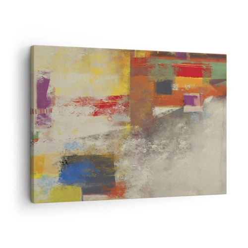 Bild auf Leinwand - Leinwandbild - Bunte Abstraktion mit geometrischen Formen - 70x50cm - Geometrie der Farben - Moderne Wanddekoration für Wohnzimmer und Schlafzimmer ARTTOR