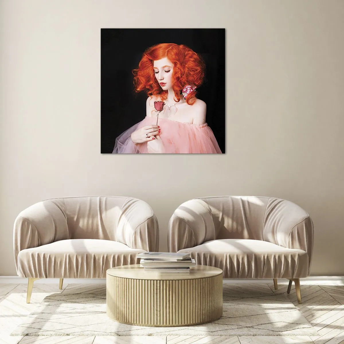 Glasbild - Bild auf glas - Im barocken Stil - 70x70 cm