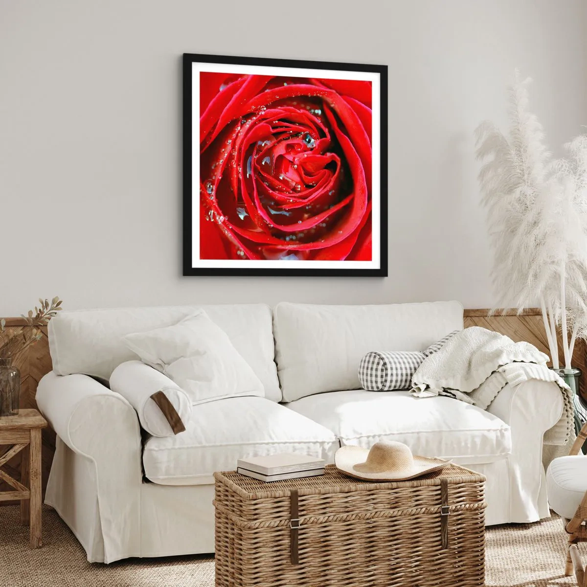 Poster in einem schwarzem Rahmen - In den Tautropfen - 30x30 cm